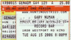 Gary Numan Kansas Ticket 2006